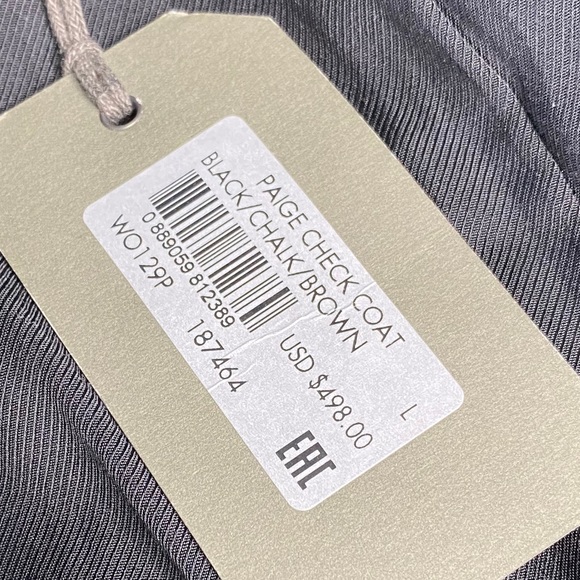 new Allsaints โค๏ธ Paige Wool Coat โค๏ธ Houndstooth Plaid โค๏ธ Black Brown Check - Picture 9 of 15